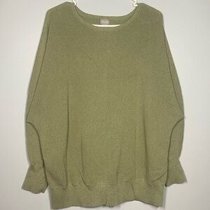 Chico's Sage Green Metallic Women's Crew Neck Sweater Size 3